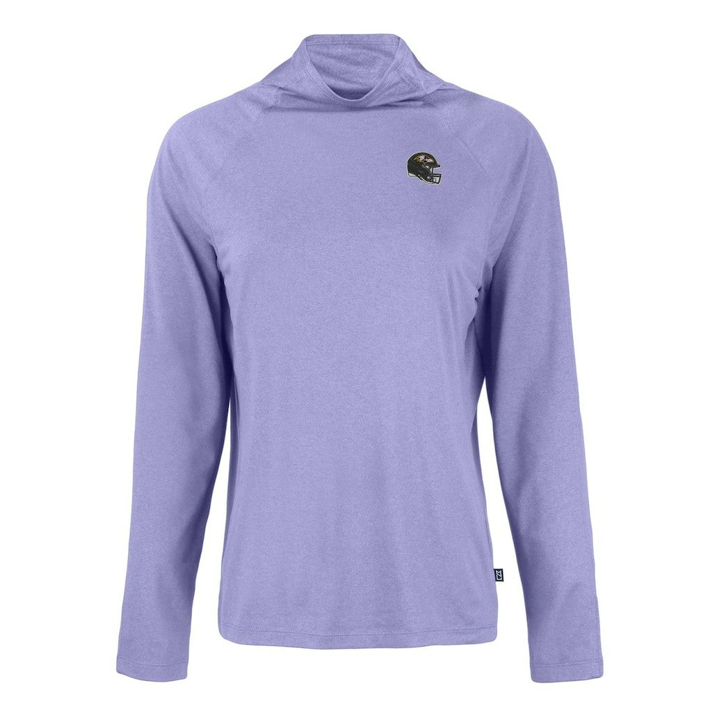 Baltimore Ravens Cutter & Buck Women's Coastline Epic Comfort Eco Recycled Funnel Neck Raglan Pullover Sweatshirt - Lavender - NFL