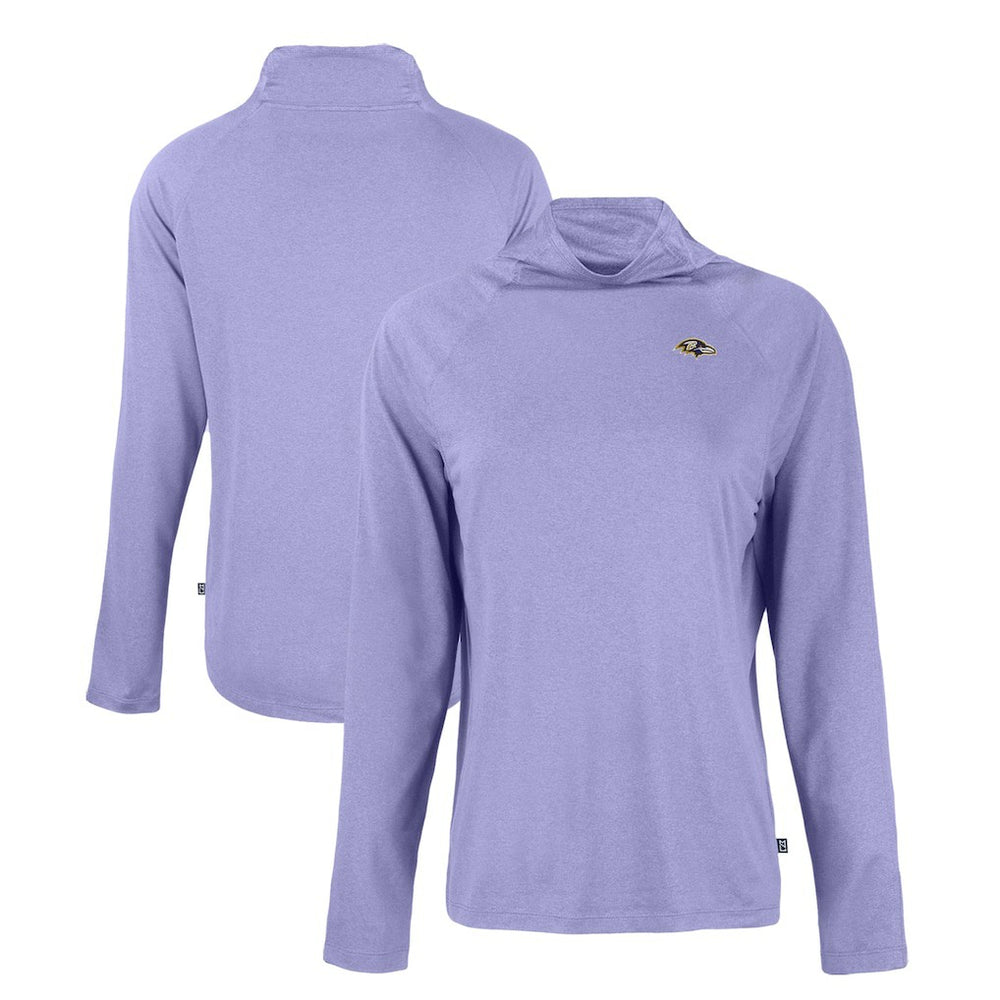 Baltimore Ravens Cutter & Buck Women's Coastline Epic Comfort Eco Recycled Funnel Neck Raglan Pullover Sweatshirt - Lavender - NFL