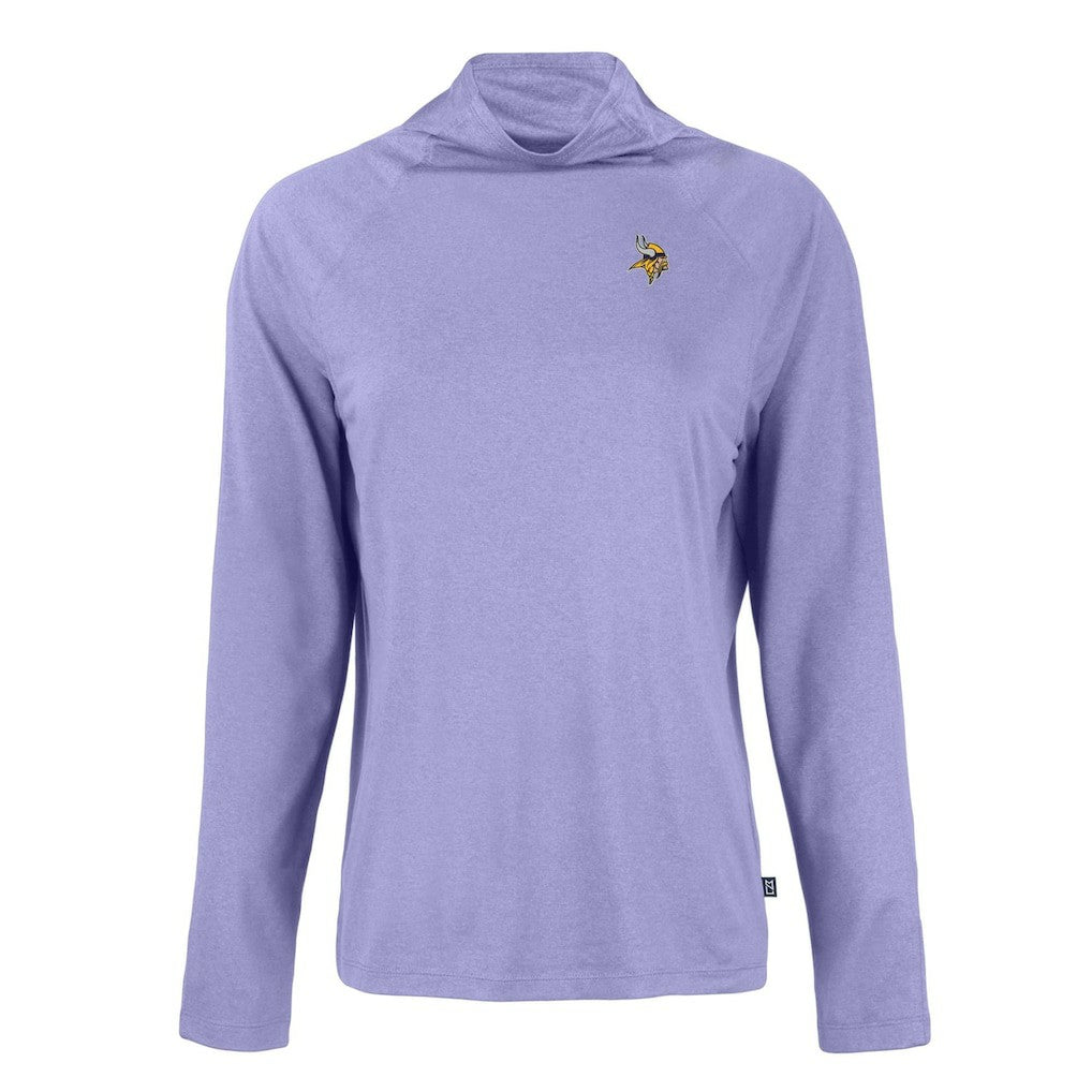 Minnesota Vikings Cutter & Buck Women's Coastline Epic Comfort Eco Recycled Funnel Neck Raglan Pullover Sweatshirt - Lavender - NFL
