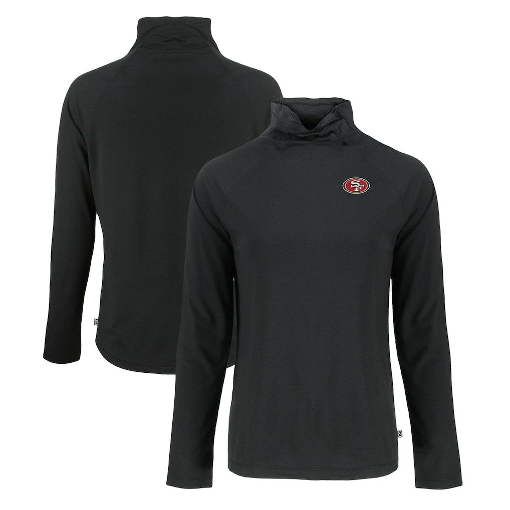 San Francisco 49ers Cutter & Buck Women's Coastline Epic Comfort Eco Recycled Funnel Neck Raglan Pullover Sweatshirt - Black - NFL