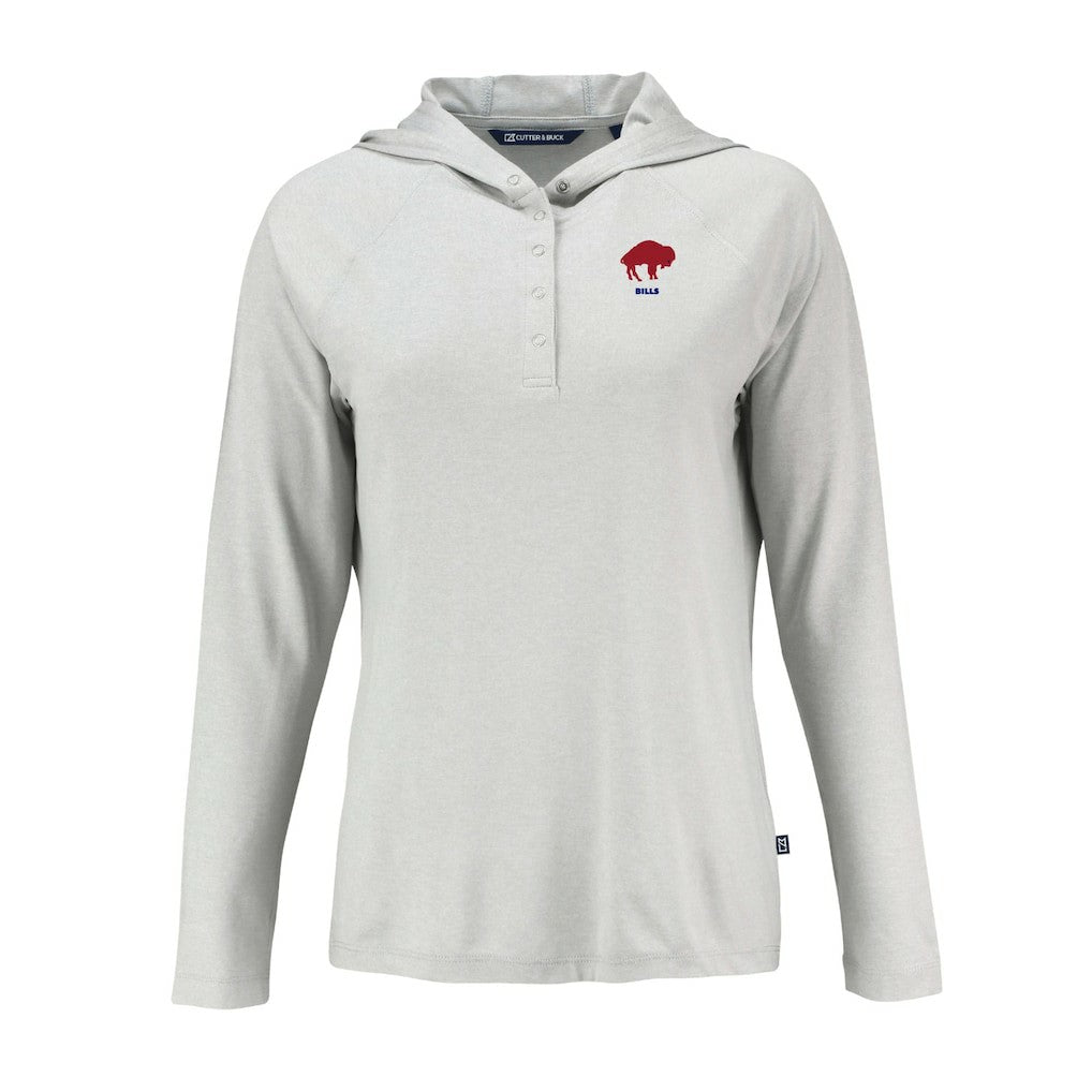 Buffalo Bills Cutter & Buck Women's Historic Coastline Epic Comfort Eco Recycled Raglan Pullover Hoodie - Gray - NFL
