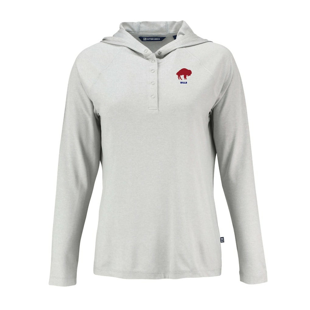 Buffalo Bills Cutter & Buck Women's Historic Coastline Epic Comfort Eco Recycled Raglan Pullover Hoodie - Gray - NFL