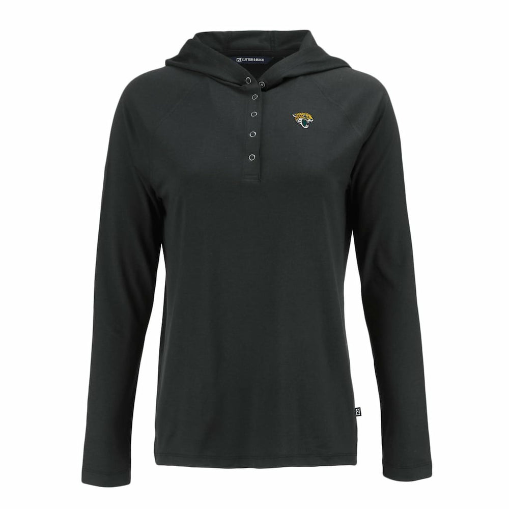 Jacksonville Jaguars Cutter & Buck Women's Coastline Epic Comfort Eco Recycled Raglan Pullover Hoodie - Black - NFL