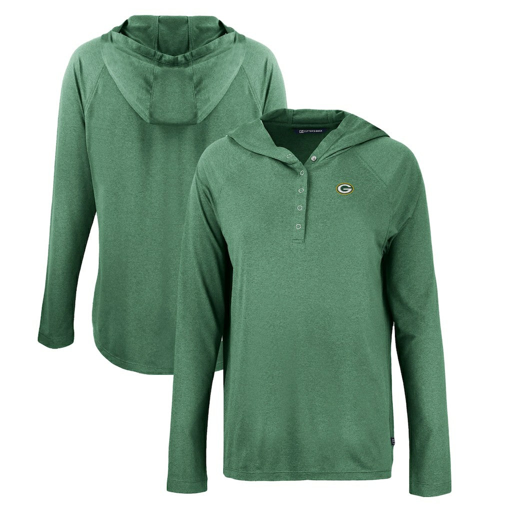 Green Bay Packers Cutter & Buck Women's Coastline Epic Comfort Eco Recycled Raglan Pullover Hoodie - Hunter Green - NFL