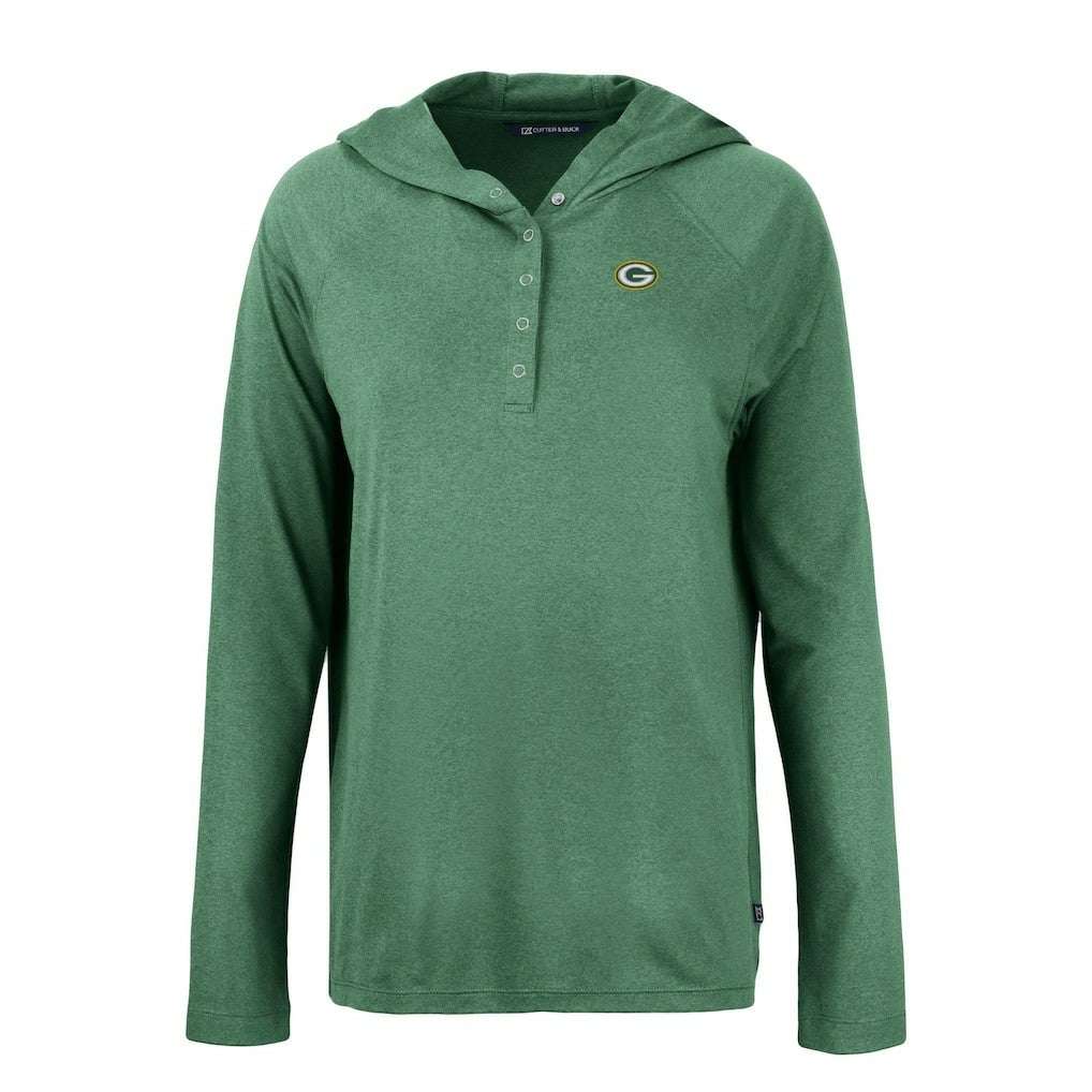 Green Bay Packers Cutter & Buck Women's Coastline Epic Comfort Eco Recycled Raglan Pullover Hoodie - Hunter Green - NFL