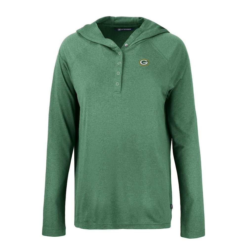 Green Bay Packers Cutter & Buck Women's Coastline Epic Comfort Eco Recycled Raglan Pullover Hoodie - Hunter Green - NFL