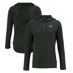 Detroit Lions Cutter & Buck Women's Coastline Epic Comfort Eco Recycled Raglan Pullover Hoodie - Black - NFL