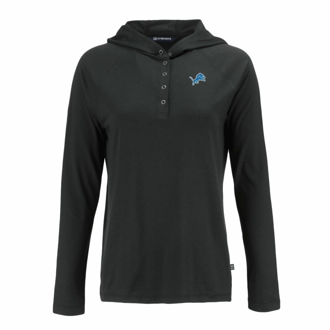 Detroit Lions Cutter & Buck Women's Coastline Epic Comfort Eco Recycled Raglan Pullover Hoodie - Black - NFL
