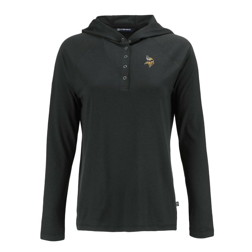 Minnesota Vikings Cutter & Buck Women's Coastline Epic Comfort Eco Recycled Raglan Pullover Hoodie - Black - NFL