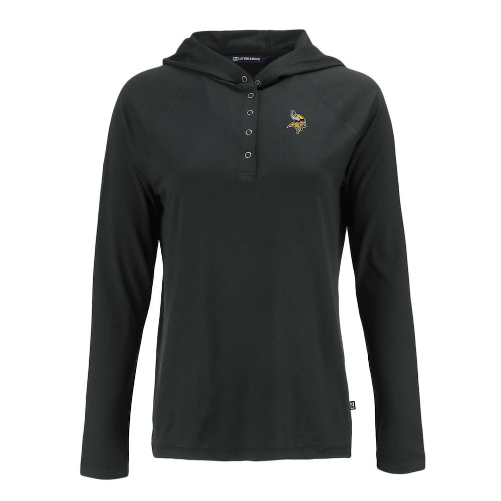 Minnesota Vikings Cutter & Buck Women's Coastline Epic Comfort Eco Recycled Raglan Pullover Hoodie - Black - NFL