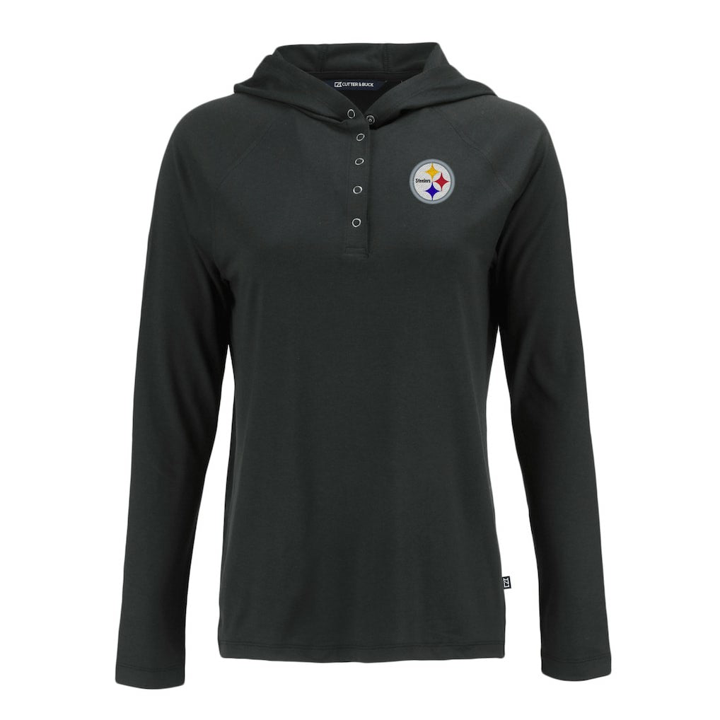 Pittsburgh Steelers Cutter & Buck Women's Coastline Epic Comfort Eco Recycled Raglan Pullover Hoodie - Black - NFL