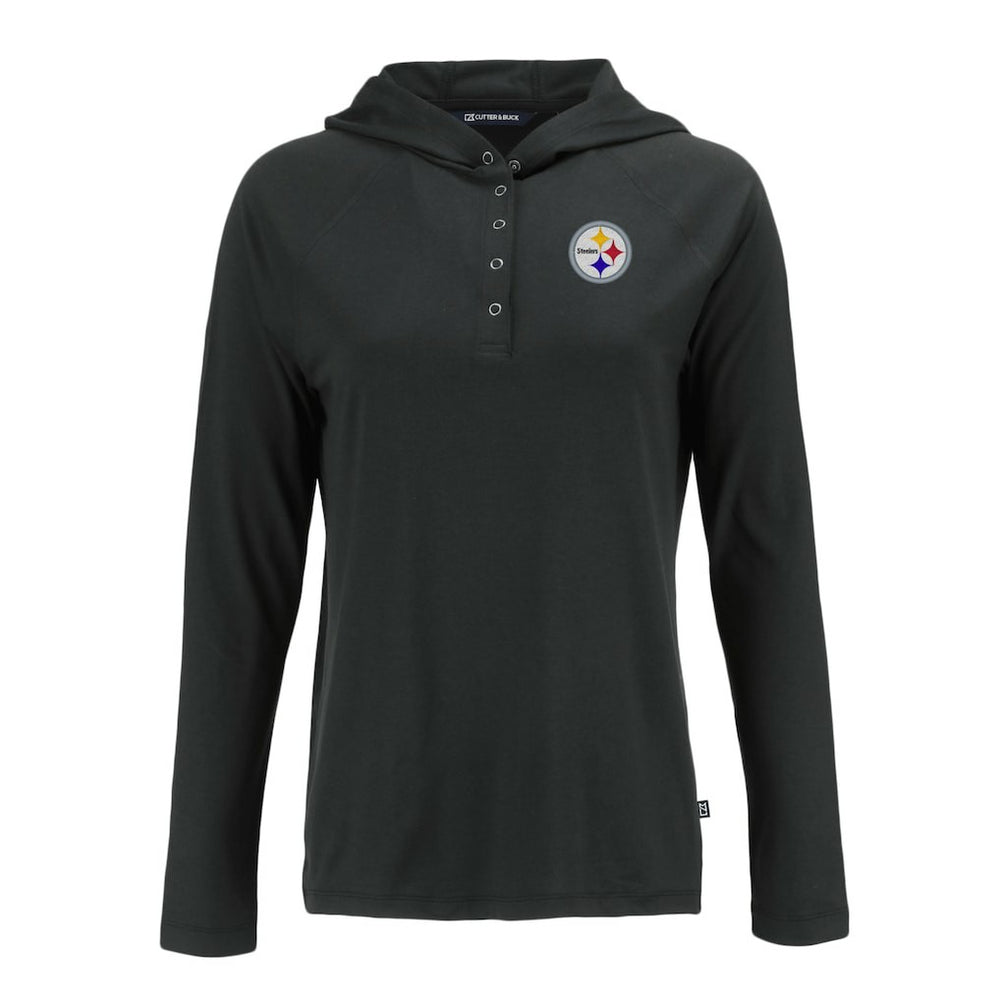 Pittsburgh Steelers Cutter & Buck Women's Coastline Epic Comfort Eco Recycled Raglan Pullover Hoodie - Black - NFL