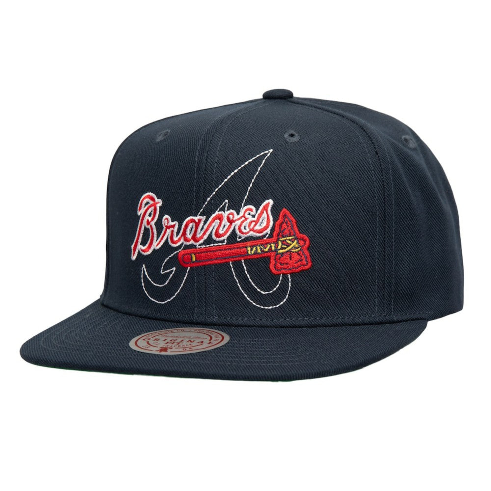 Atlanta Braves Mitchell & Ness Double Up Snapback Hat for sale