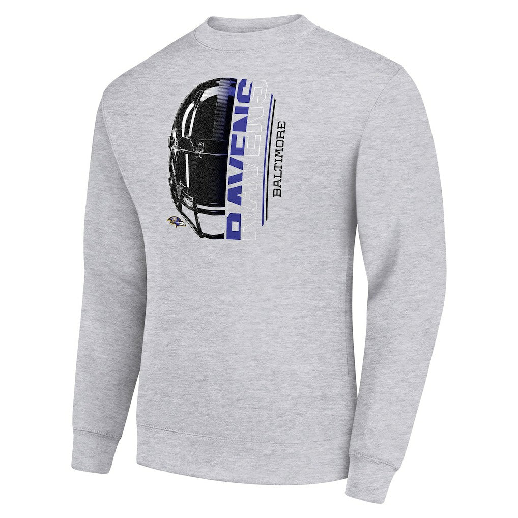 Baltimore Ravens Starter Half Helmet Team Graphic Tri-Blend Fleece Pullover Sweatshirt - Heather Gray - NFL