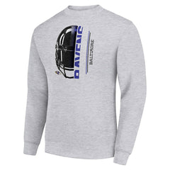 Baltimore Ravens Starter Half Helmet Team Graphic Tri-Blend Fleece Pullover Sweatshirt - Heather Gray - NFL