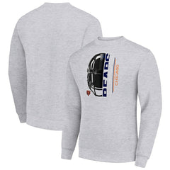 Chicago Bears Starter Half Helmet Team Graphic Tri-Blend Fleece Pullover Sweatshirt - Heather Gray - NFL
