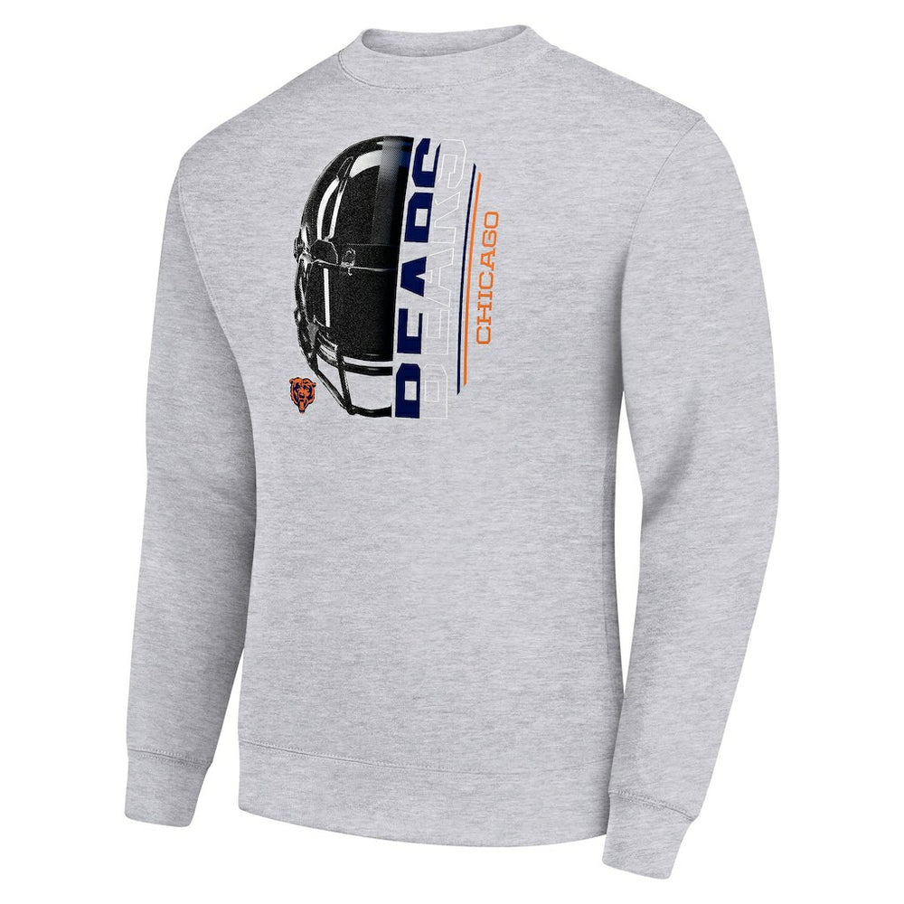 Chicago Bears Starter Half Helmet Team Graphic Tri-Blend Fleece Pullover Sweatshirt - Heather Gray - NFL