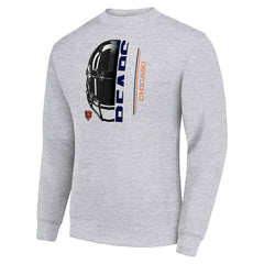 Chicago Bears Starter Half Helmet Team Graphic Tri-Blend Fleece Pullover Sweatshirt - Heather Gray - NFL