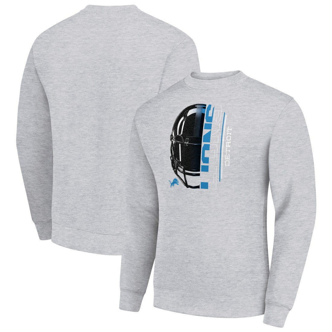 Detroit Lions Starter Half Helmet Team Graphic Tri-Blend Fleece Pullover Sweatshirt - Heather Gray - NFL