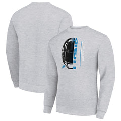 Detroit Lions Starter Half Helmet Team Graphic Tri-Blend Fleece Pullover Sweatshirt - Heather Gray - NFL