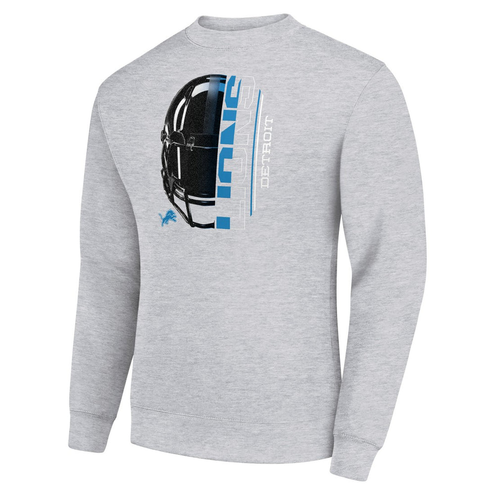 Detroit Lions Starter Half Helmet Team Graphic Tri-Blend Fleece Pullover Sweatshirt - Heather Gray - NFL