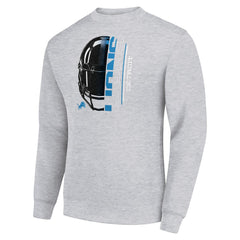 Detroit Lions Starter Half Helmet Team Graphic Tri-Blend Fleece Pullover Sweatshirt - Heather Gray - NFL