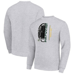 Green Bay Packers Starter Half Helmet Team Graphic Tri-Blend Fleece Pullover Sweatshirt - Heather Gray - NFL