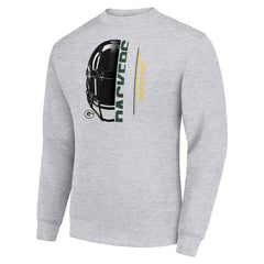 Green Bay Packers Starter Half Helmet Team Graphic Tri-Blend Fleece Pullover Sweatshirt - Heather Gray - NFL