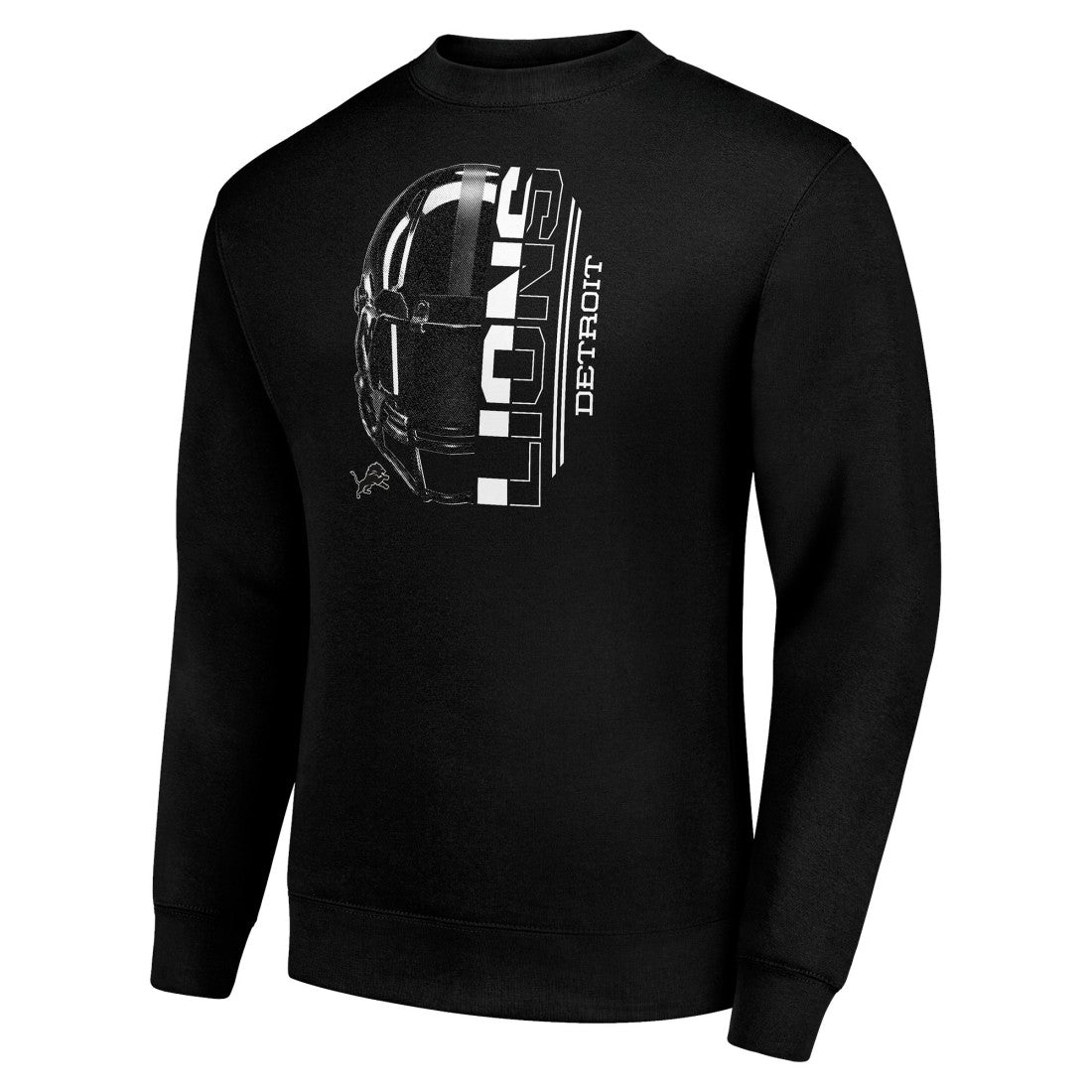 Detroit Lions Starter Half Helmet Team Graphic Tri-Blend Fleece Pullover Sweatshirt - Black - NFL