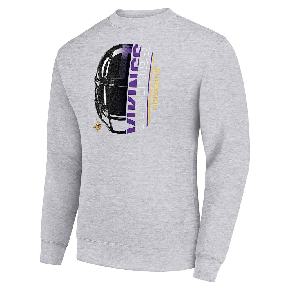 Minnesota Vikings Starter Half Helmet Team Graphic Tri-Blend Fleece Pullover Sweatshirt - Heather Gray - NFL