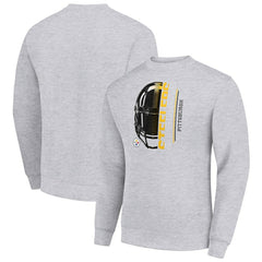 Pittsburgh Steelers Starter Half Helmet Team Graphic Tri-Blend Fleece Pullover Sweatshirt - Heather Gray - NFL