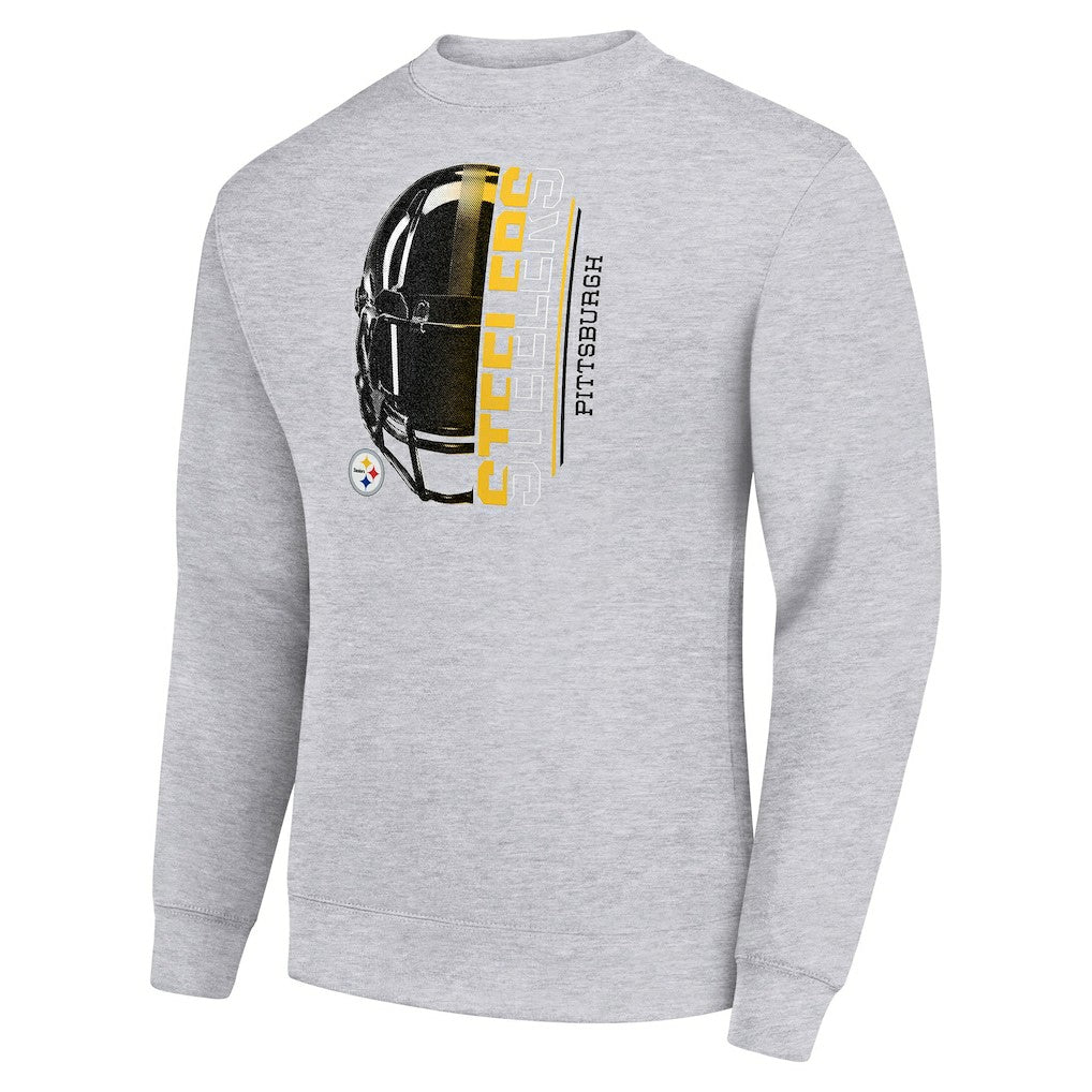 Pittsburgh Steelers Starter Half Helmet Team Graphic Tri-Blend Fleece Pullover Sweatshirt - Heather Gray - NFL