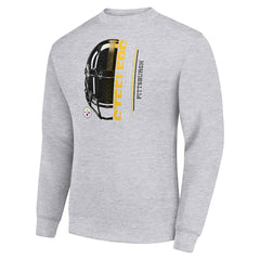 Pittsburgh Steelers Starter Half Helmet Team Graphic Tri-Blend Fleece Pullover Sweatshirt - Heather Gray - NFL