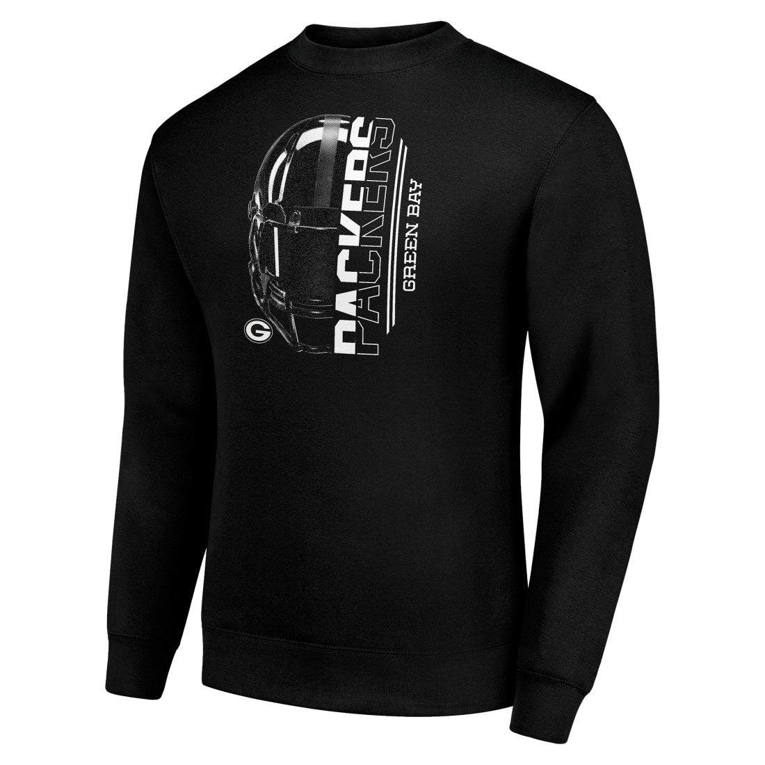 Green Bay Packers Starter Half Helmet Team Graphic Tri-Blend Fleece Pullover Sweatshirt - Black - NFL