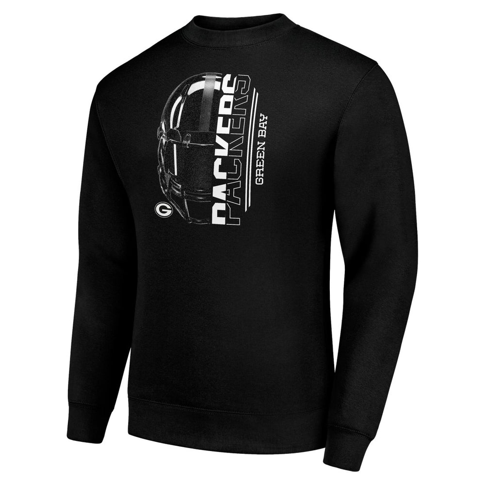 Green Bay Packers Starter Half Helmet Team Graphic Tri-Blend Fleece Pullover Sweatshirt - Black - NFL