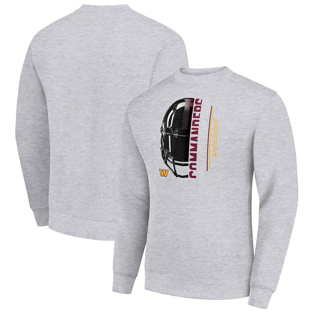 Washington Commanders Starter Half Helmet Team Graphic Tri-Blend Fleece Pullover Sweatshirt - Heather Gray - NFL
