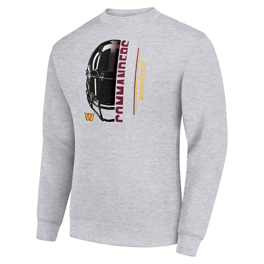 Washington Commanders Starter Half Helmet Team Graphic Tri-Blend Fleece Pullover Sweatshirt - Heather Gray - NFL