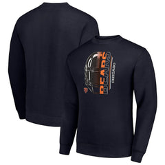 Chicago Bears Starter Half Helmet Team Graphic Tri-Blend Fleece Pullover Sweatshirt - Navy - NFL