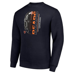 Chicago Bears Starter Half Helmet Team Graphic Tri-Blend Fleece Pullover Sweatshirt - Navy - NFL