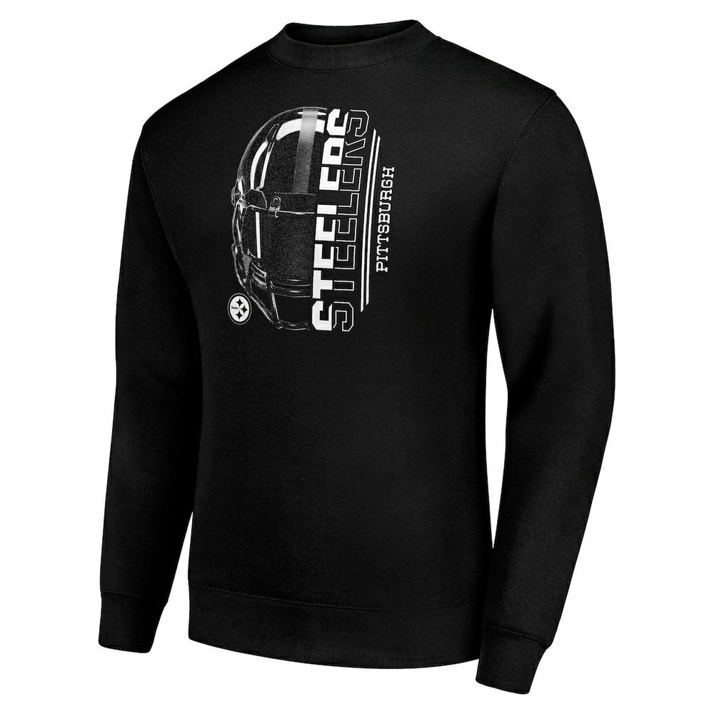 Pittsburgh Steelers Starter Half Helmet Team Graphic Tri-Blend Fleece Pullover Sweatshirt - Black - NFL