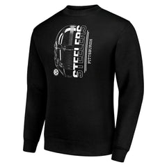 Pittsburgh Steelers Starter Half Helmet Team Graphic Tri-Blend Fleece Pullover Sweatshirt - Black - NFL