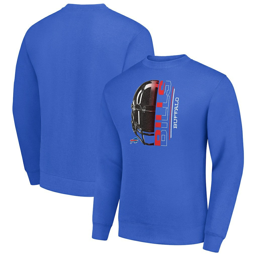 Buffalo Bills Starter Half Helmet Team Graphic Tri-Blend Fleece Pullover Sweatshirt - Royal - NFL