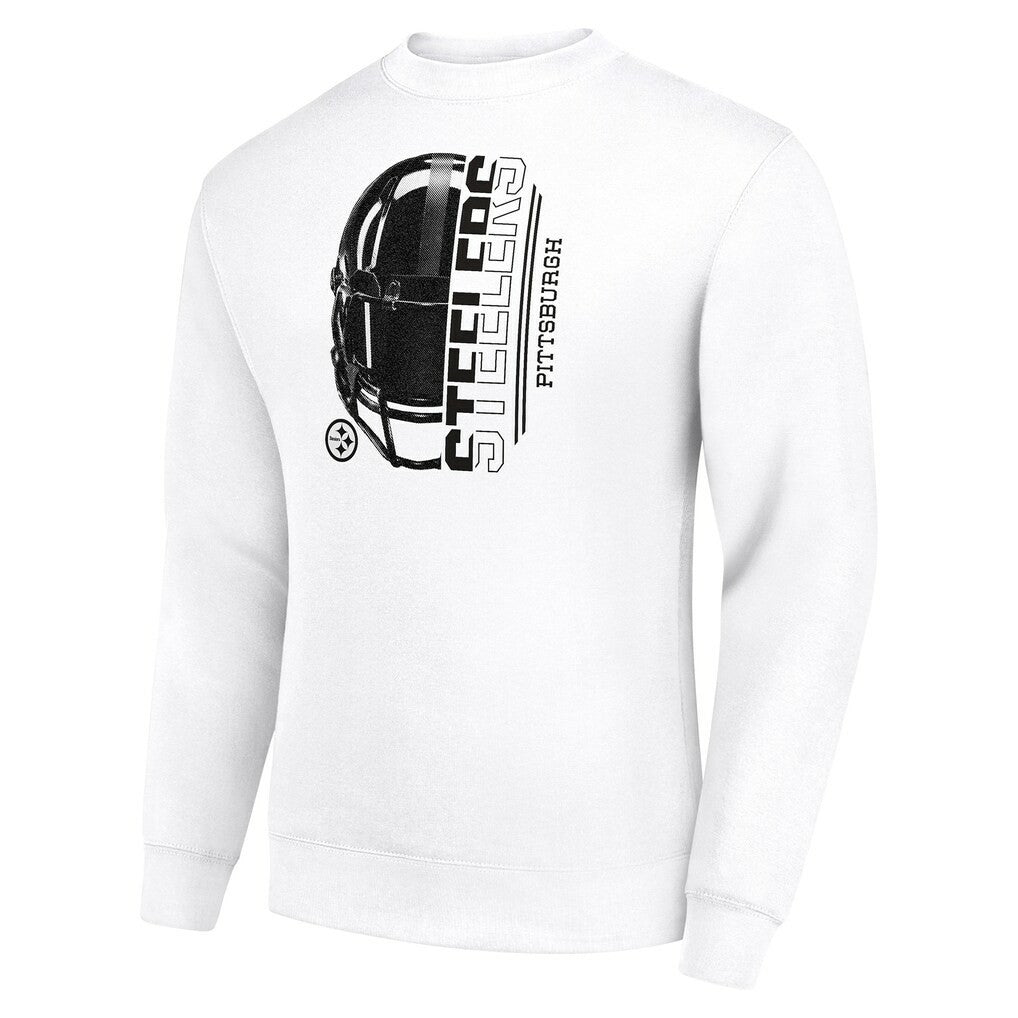 Pittsburgh Steelers Starter Half Helmet Team Graphic Tri-Blend Fleece Pullover Sweatshirt - White - NFL