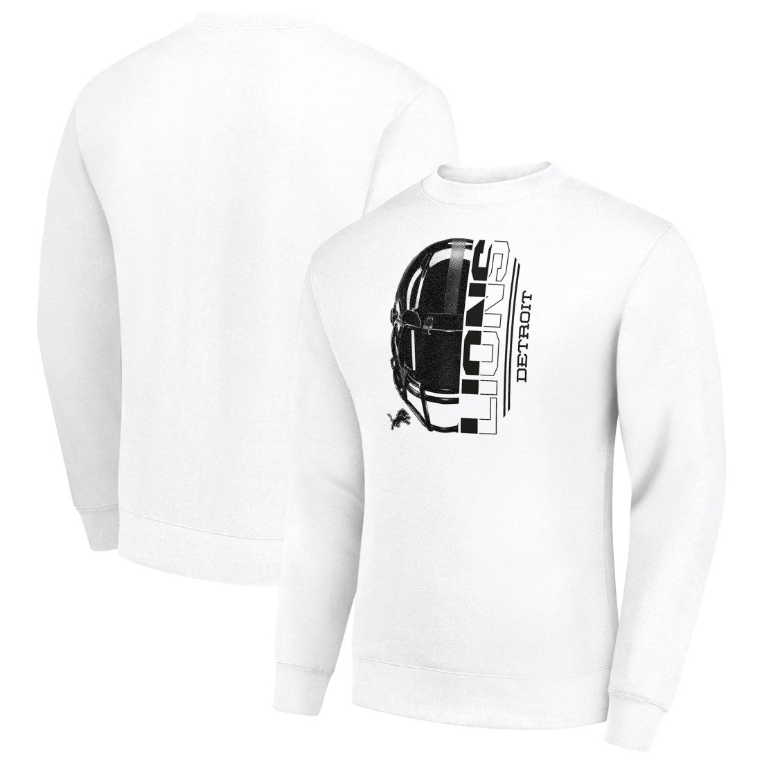 Detroit Lions Starter Half Helmet Team Graphic Tri-Blend Fleece Pullover Sweatshirt - White - NFL