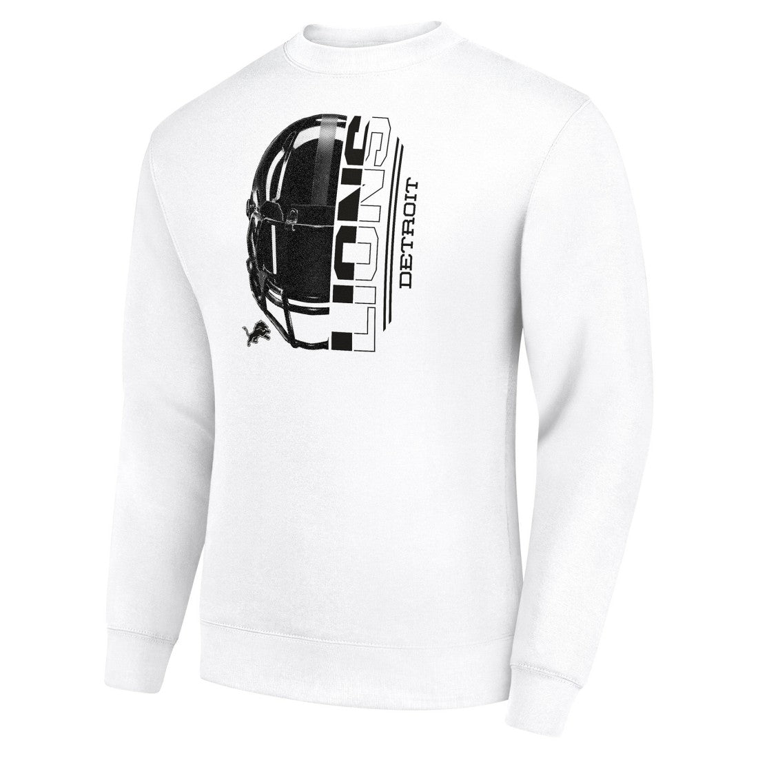 Detroit Lions Starter Half Helmet Team Graphic Tri-Blend Fleece Pullover Sweatshirt - White - NFL