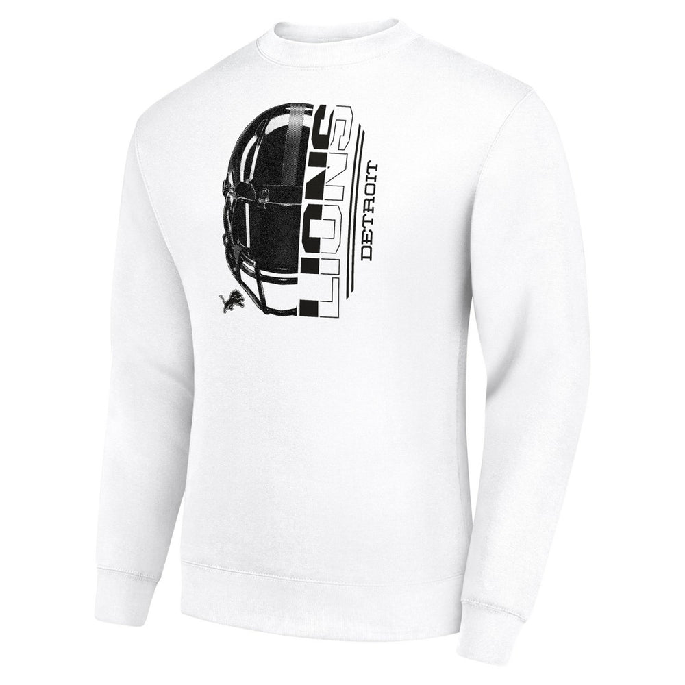 Detroit Lions Starter Half Helmet Team Graphic Tri-Blend Fleece Pullover Sweatshirt - White - NFL