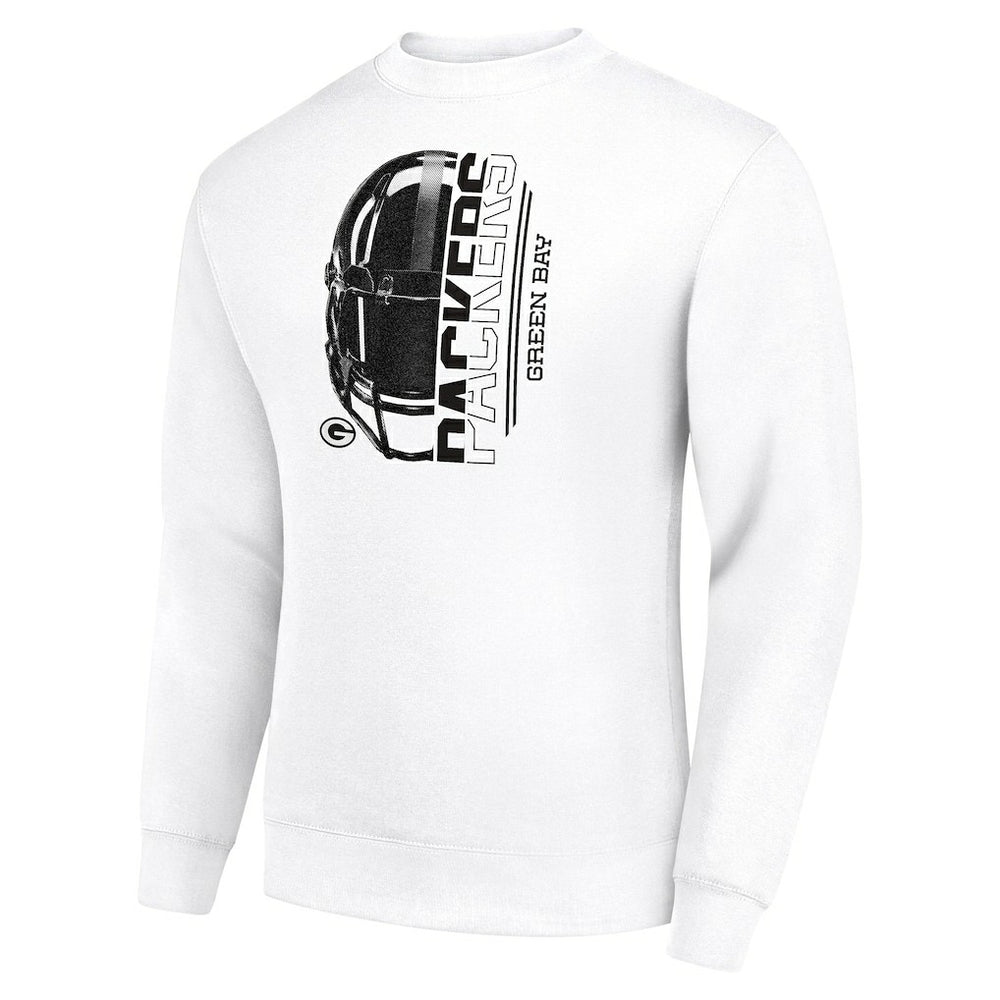 Green Bay Packers Starter Half Helmet Team Graphic Tri-Blend Fleece Pullover Sweatshirt - White - NFL