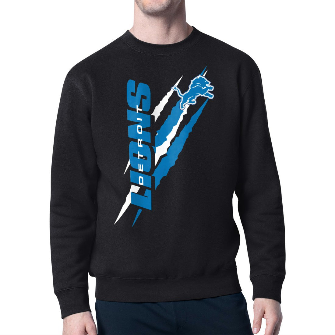 Detroit Lions Starter Color Scratch Team Graphic Fleece Pullover Sweatshirt - Black - NFL