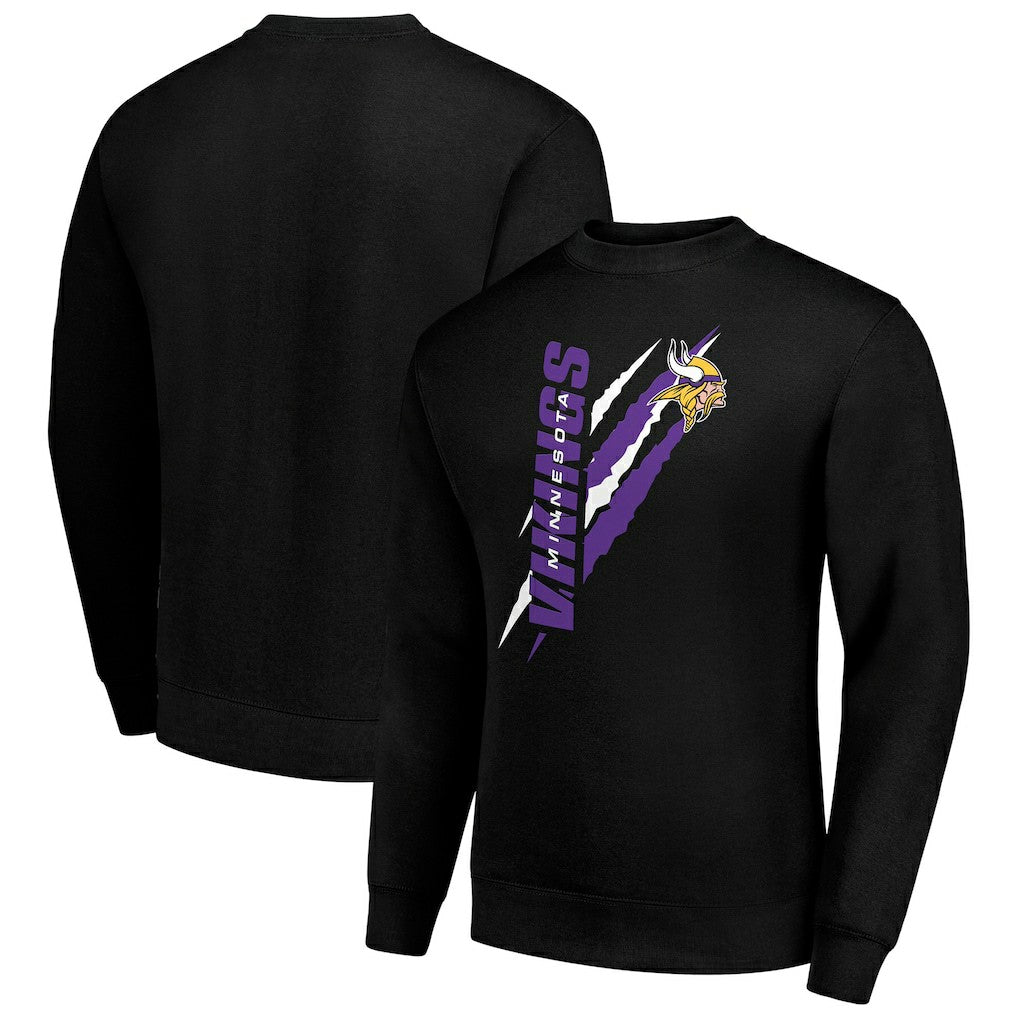 Minnesota Vikings Starter Color Scratch Team Graphic Fleece Pullover Sweatshirt - Black - NFL