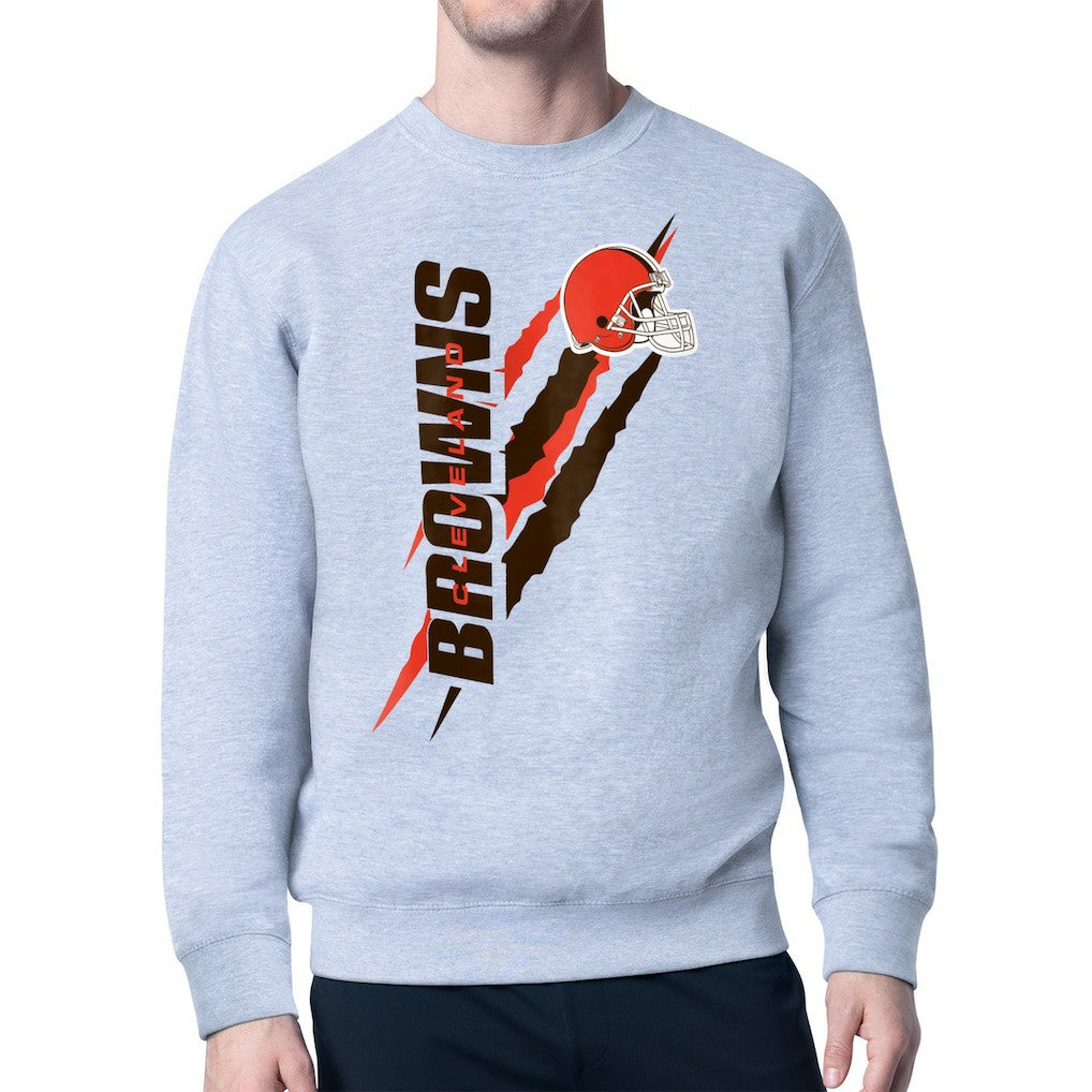 Cleveland Browns Starter Color Scratch Team Graphic Fleece Pullover Sweatshirt - Heather Gray - NFL
